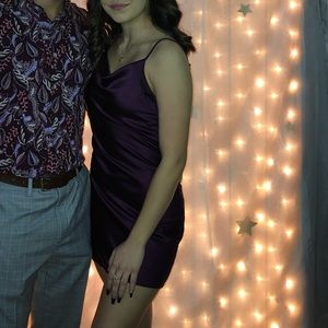 Dark purple satin dress